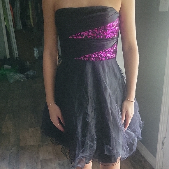 Jump Black and Pink Strapless Prom Dress - Picture 1 of 1